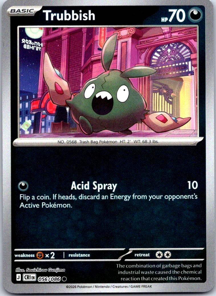 Trubbish - 056/086 - Reverse Holo - CHAOS RISING - Pokemon - Common | AA132-1