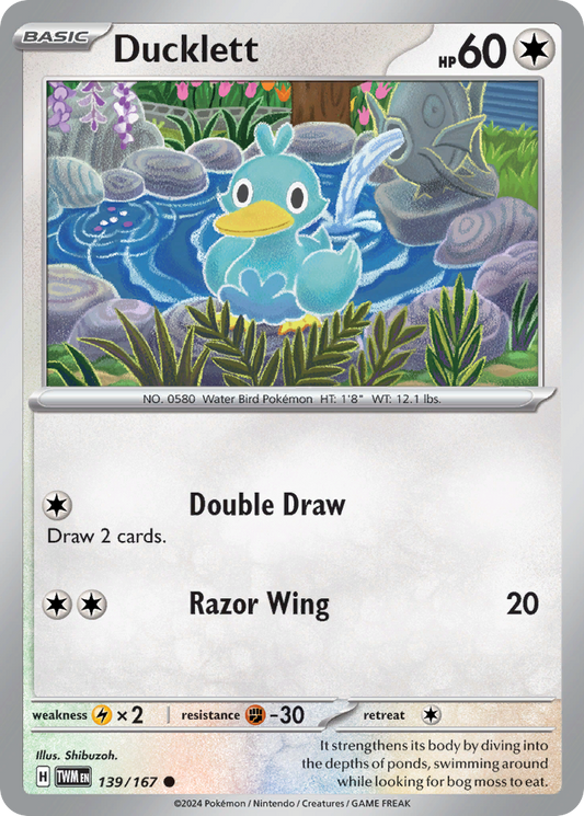 Ducklett - 139/167 - Reverse Holo - TWILIGHT MASQUERADE - Pokemon - | AA82-44