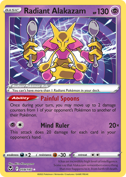 Radiant Alakazam - 059/195 - Holo - SILVER TEMPEST - Pokemon - | AA61-46