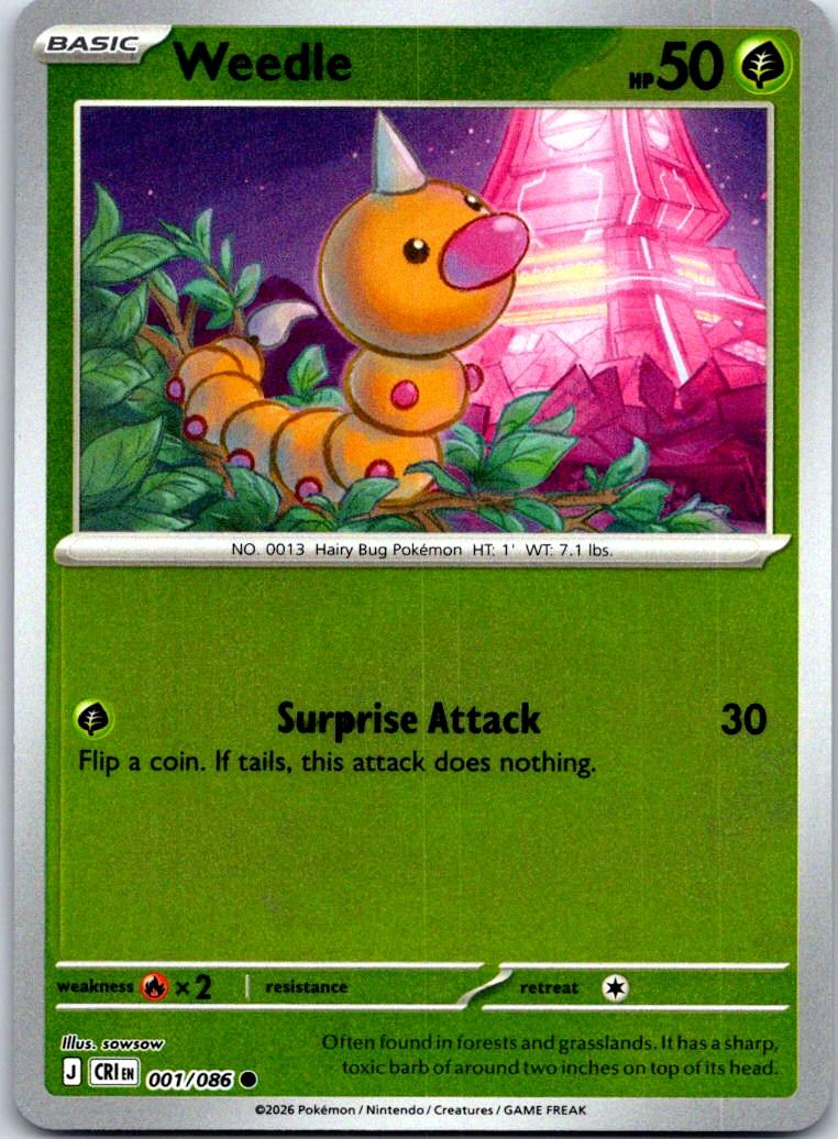 Weedle - 001/086 - Reverse Holo - CHAOS RISING - Pokemon - Common | AA128-30