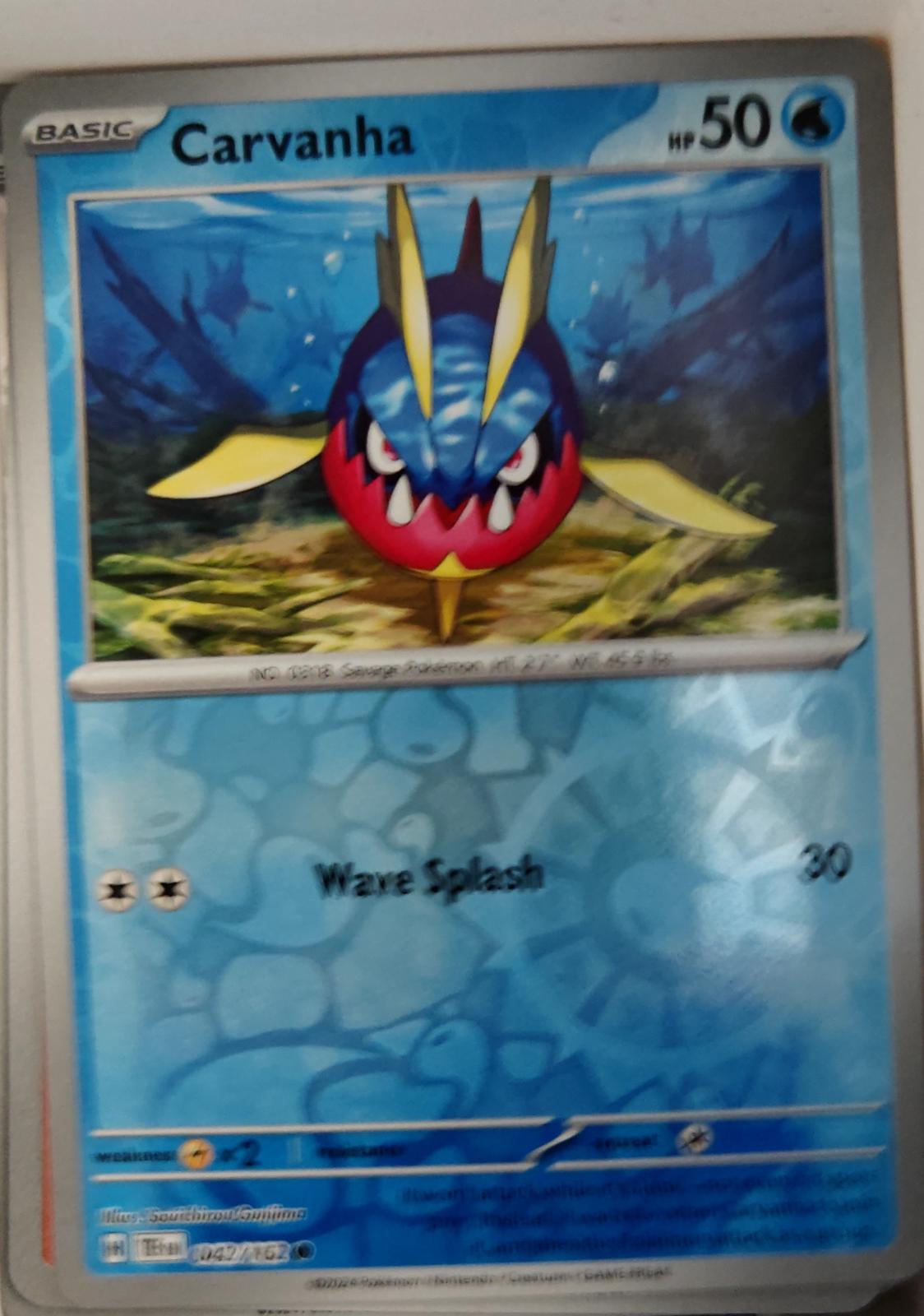 Carvanha - 042/162 - Reverse Holo - TEMPORAL FORCES - Pokemon - Common | AA24-55