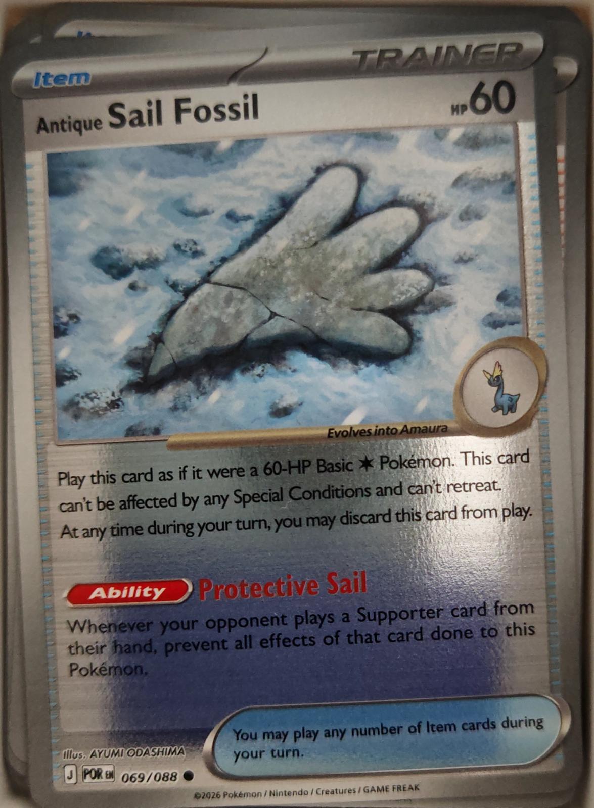 Antique Sail Fossil - 069/088 - Reverse Holo - PERFECT ORDER - Pokemon - | AA13-100