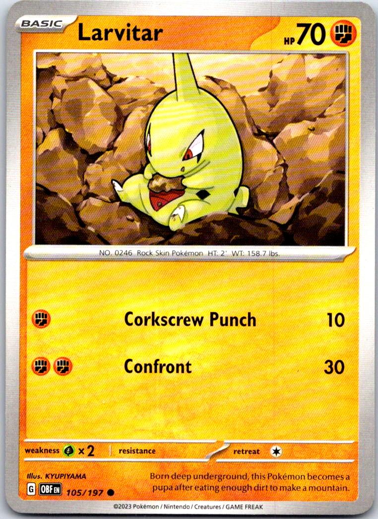 Larvitar - 105/197 - - OBSIDIAN FLAMES - Pokemon - Common | AB12-3