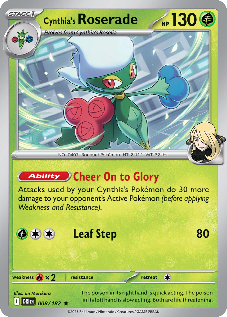 Cynthia's Roserade - 008/182 - Holo - DESTINED RIVALS - Pokemon - Rare | AA13-66