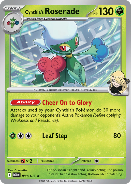 Cynthia's Roserade - 008/182 - Holo - DESTINED RIVALS - Pokemon - Rare | AA13-66