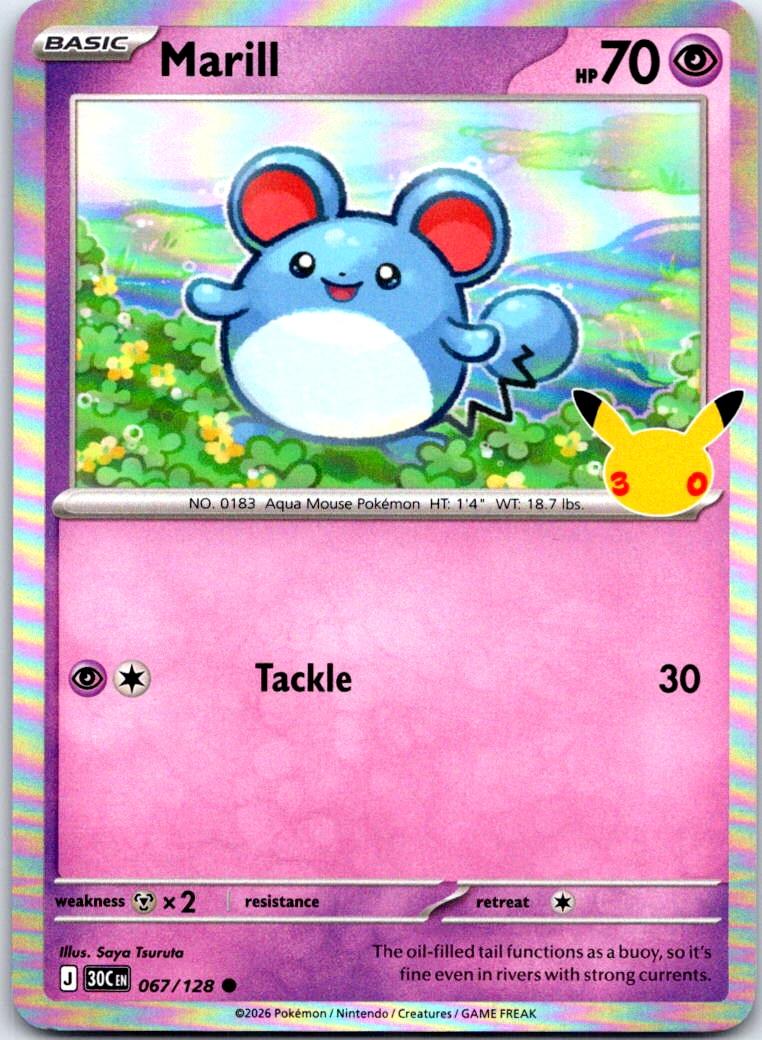 Marill - 067/128 - Holo - ME: 30TH CELEBRATION - Pokemon - Common | AB32-20