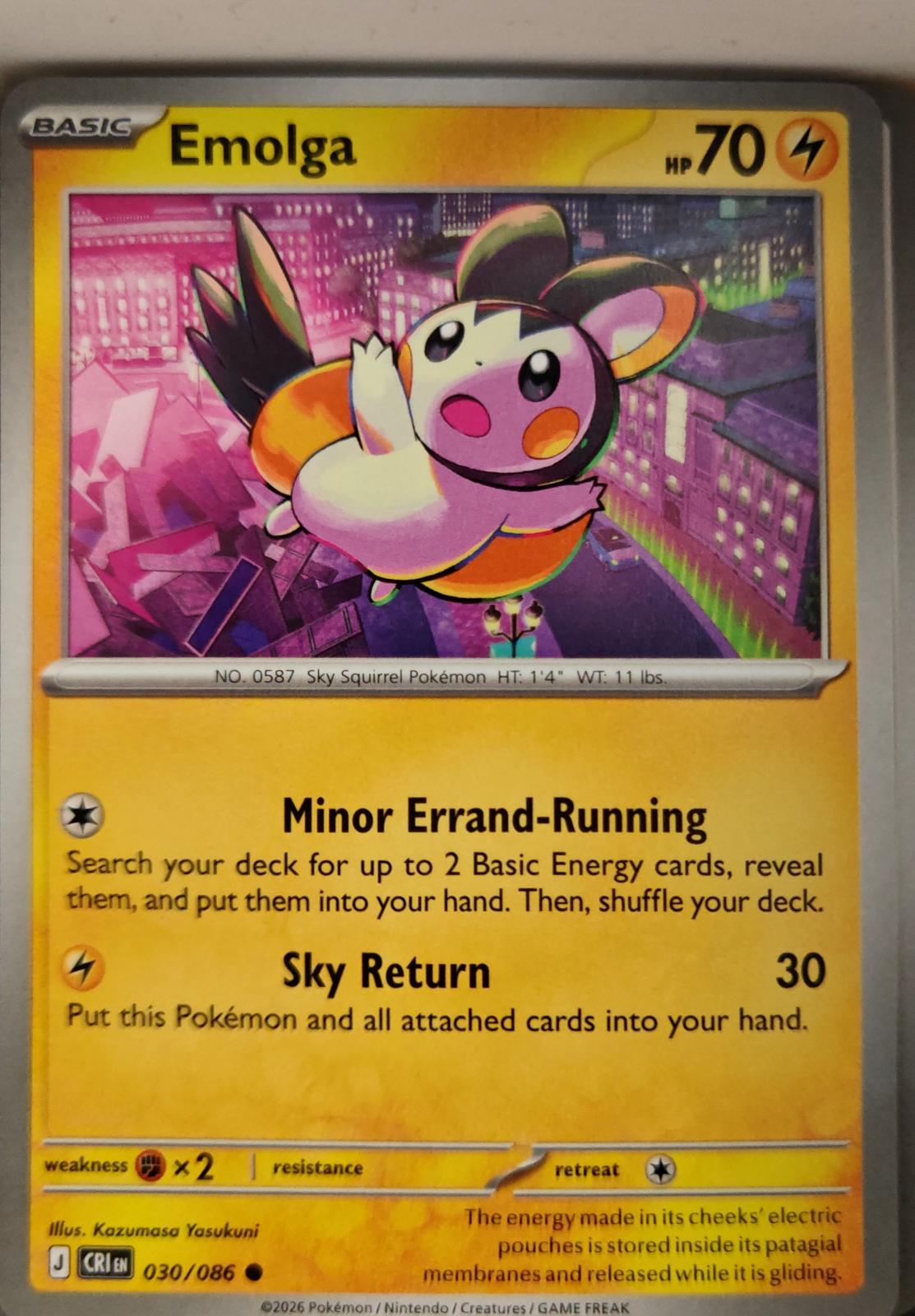 Emolga - 030/086 - - CHAOS RISING - Pokemon - Common | AA08-89