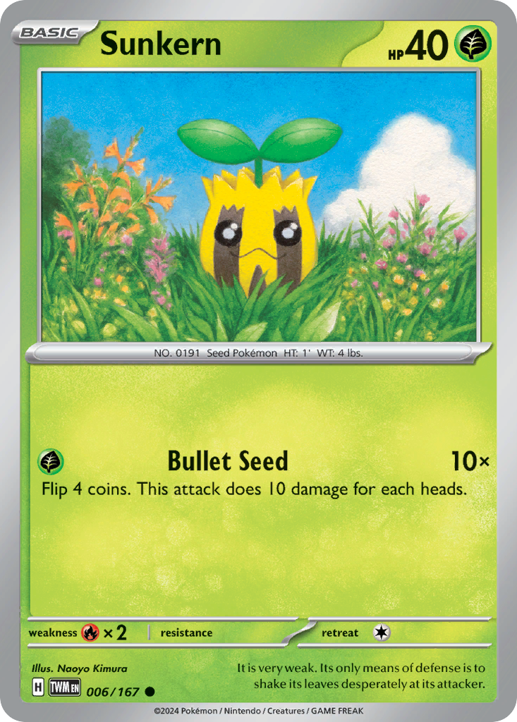Sunkern - 006/167 - Reverse Holo - TWILIGHT MASQUERADE - Pokemon - | AA75-39