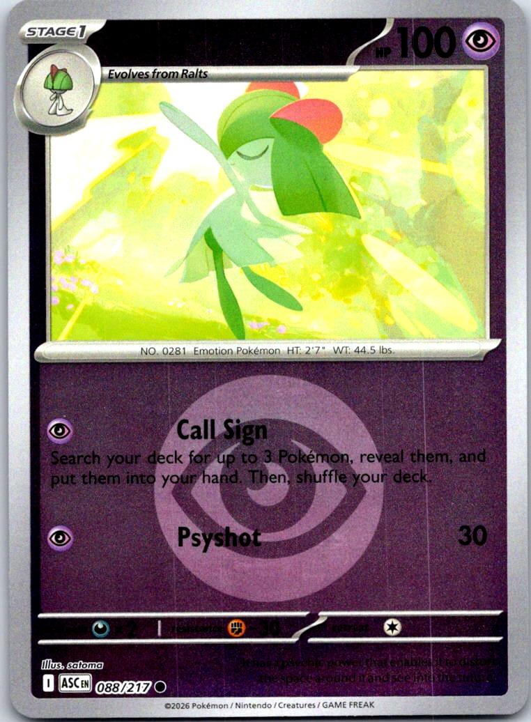 Kirlia (Energy Symbol Pattern) - 088/217 - Reverse Holo - ASCENDED HEROES - Pokemon - | AA132-13