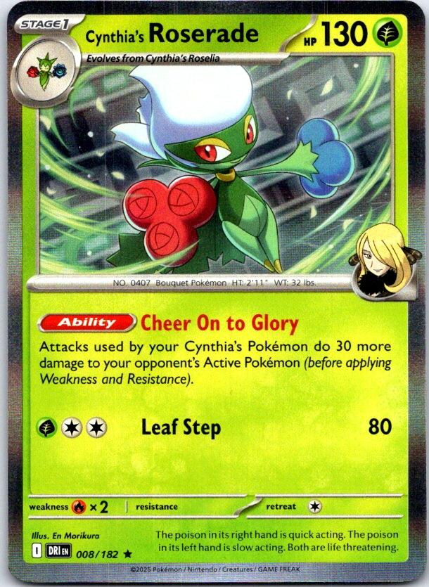 Cynthia's Roserade - 008/182 - Holo - DESTINED RIVALS - Pokemon - Rare | AB99-35