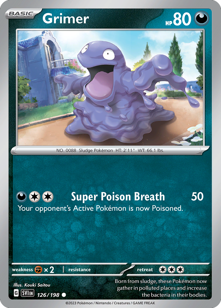 Grimer - 126/198 - Reverse Holo - SCARLET & VIOLET - Pokemon - Common | AA49-54