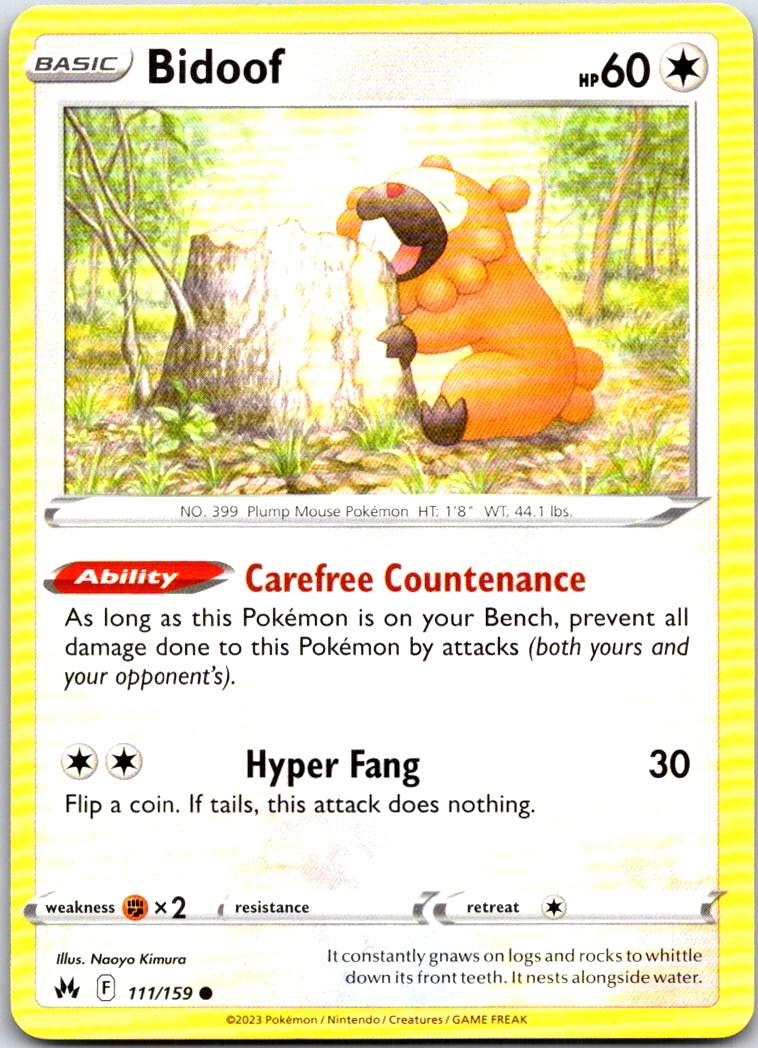Bidoof - 111/159 - - CROWN ZENITH - Pokemon - Common | AA105-29