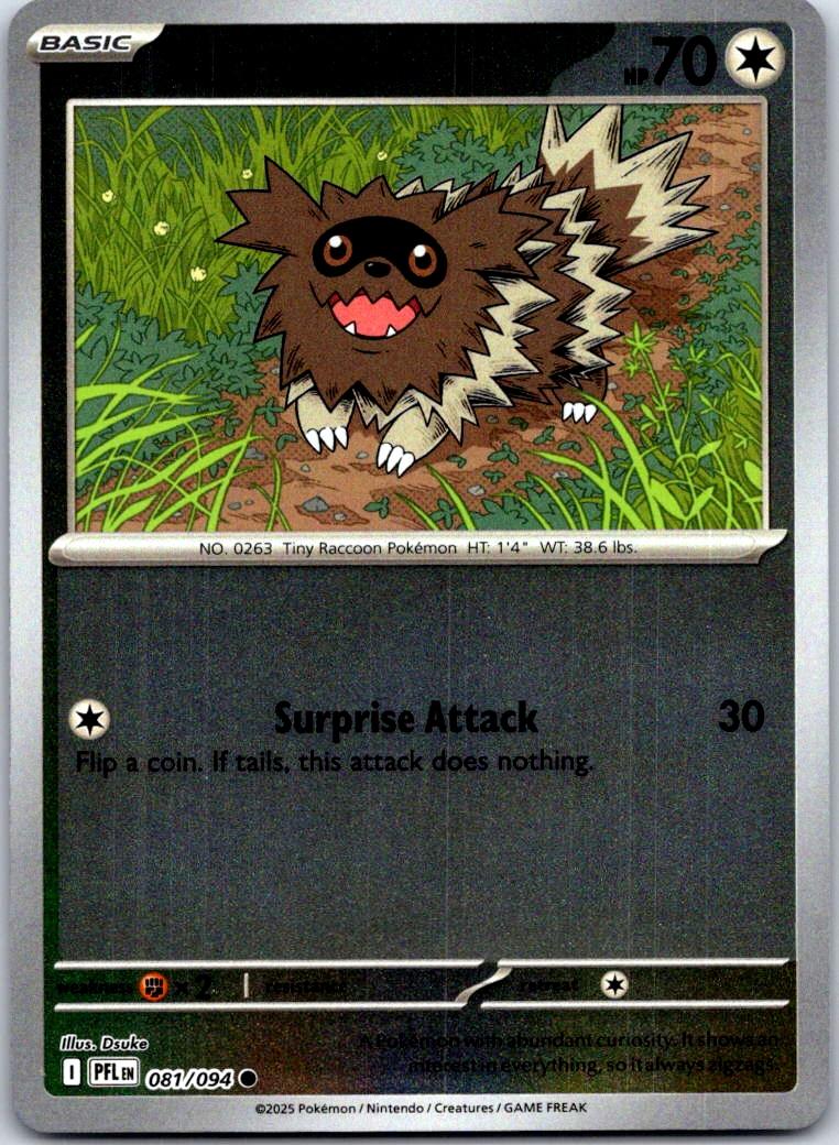 Zigzagoon - 081/094 - Reverse Holo - PHANTASMAL FLAMES - Pokemon - | AA126-24