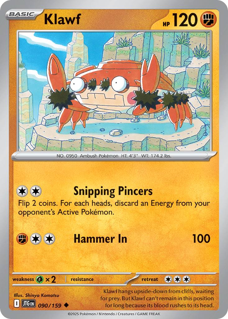 Klawf - 090/159 - Reverse Holo - JOURNEY TOGETHER - Pokemon - Uncommon | AA72-39