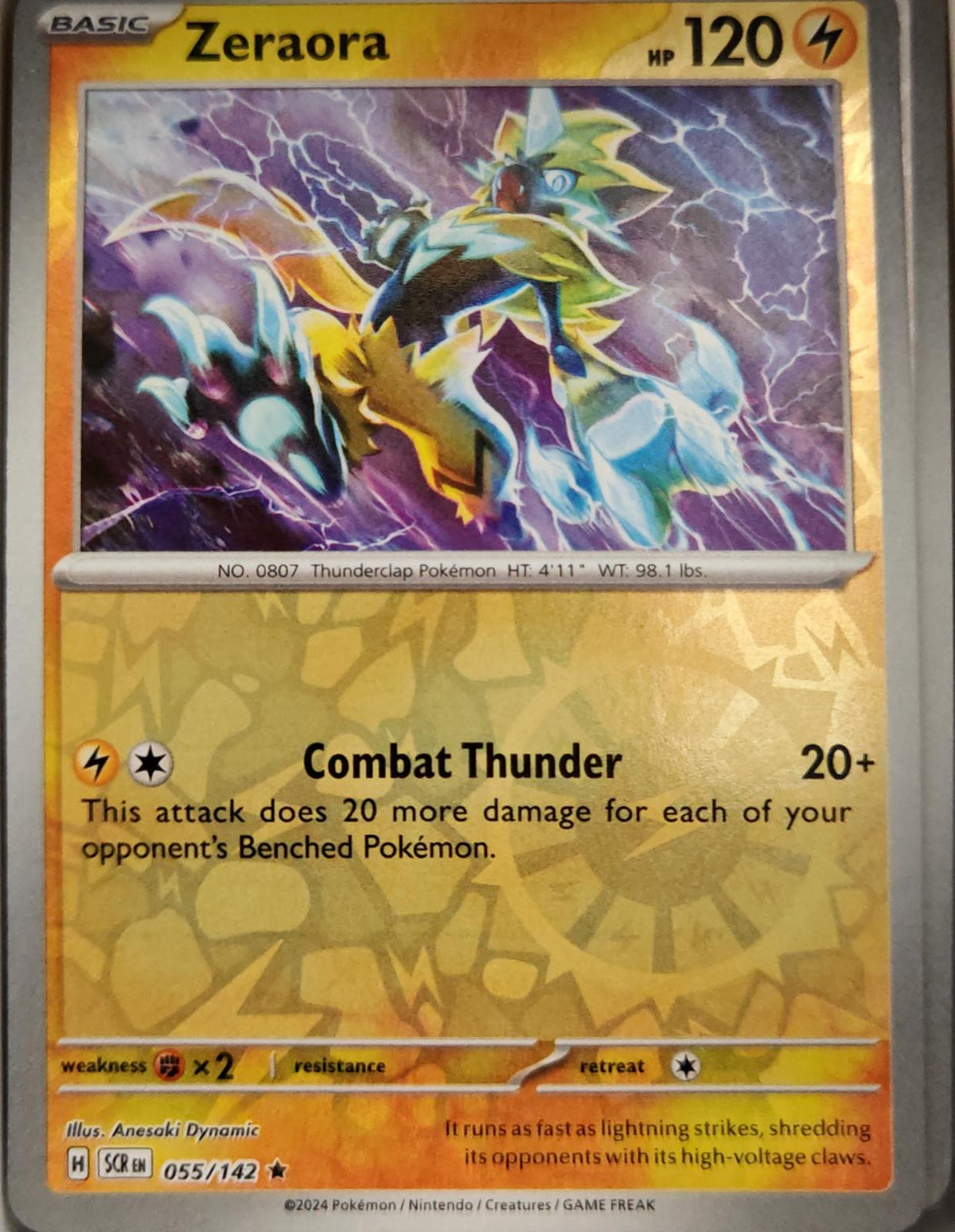 Zeraora - 55/142 - Reverse Holo - STELLAR CROWN - Pokemon - Rare | AA04-34
