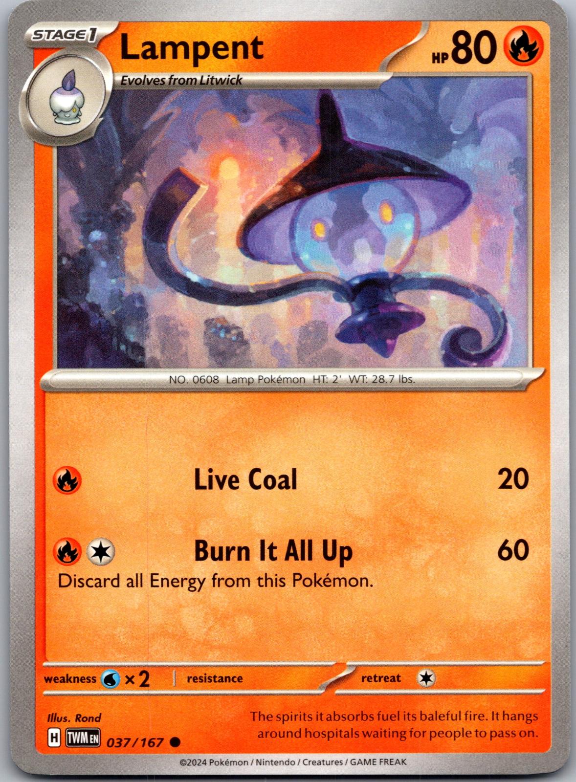 Lampent - 037/167 - - TWILIGHT MASQUERADE - Pokemon - Common | AA86-9