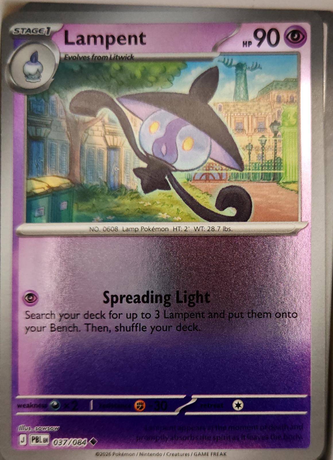 Lampent - 037/084 - Reverse Holo - PITCH BLACK - Pokemon - Uncommon | AA14-58