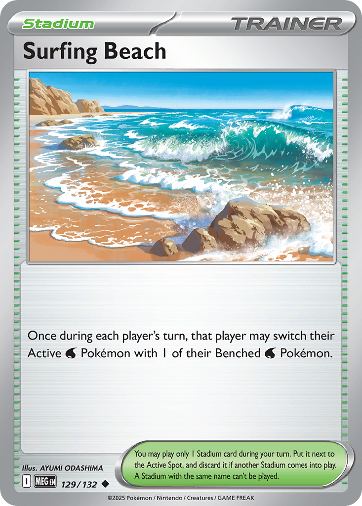 Surfing Beach - 129/132 - - MEGA EVOLUTION - Pokemon - Uncommon | AA40-57