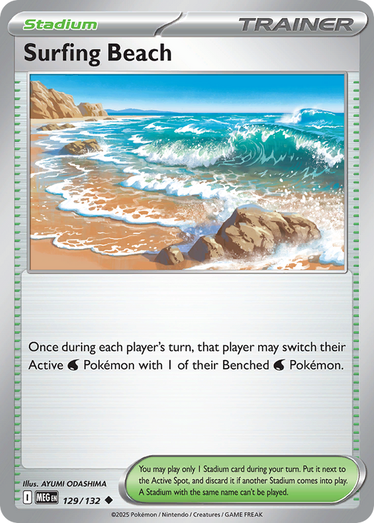 Surfing Beach - 129/132 - Reverse Holo - MEGA EVOLUTION - Pokemon - | AA59-11