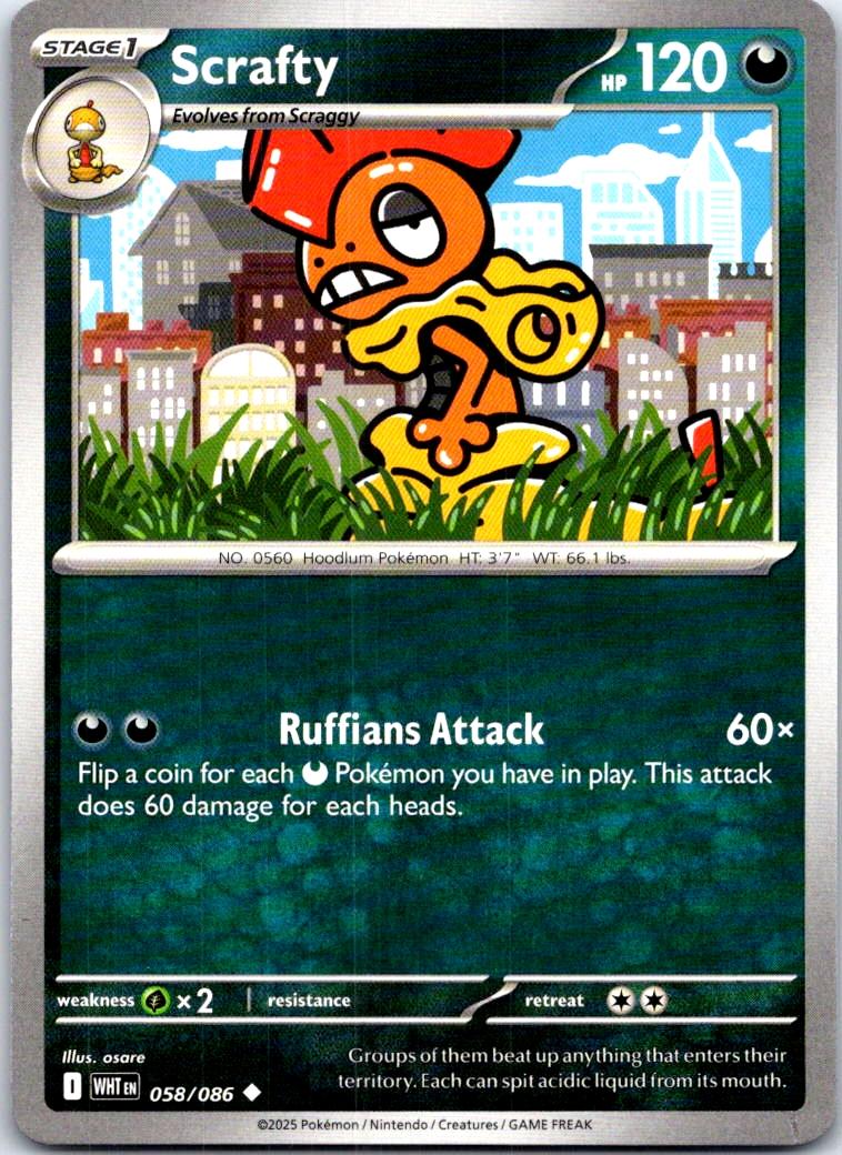 Scrafty - 058/086 - - WHITE FLARE - Pokemon - Uncommon | AB70-34