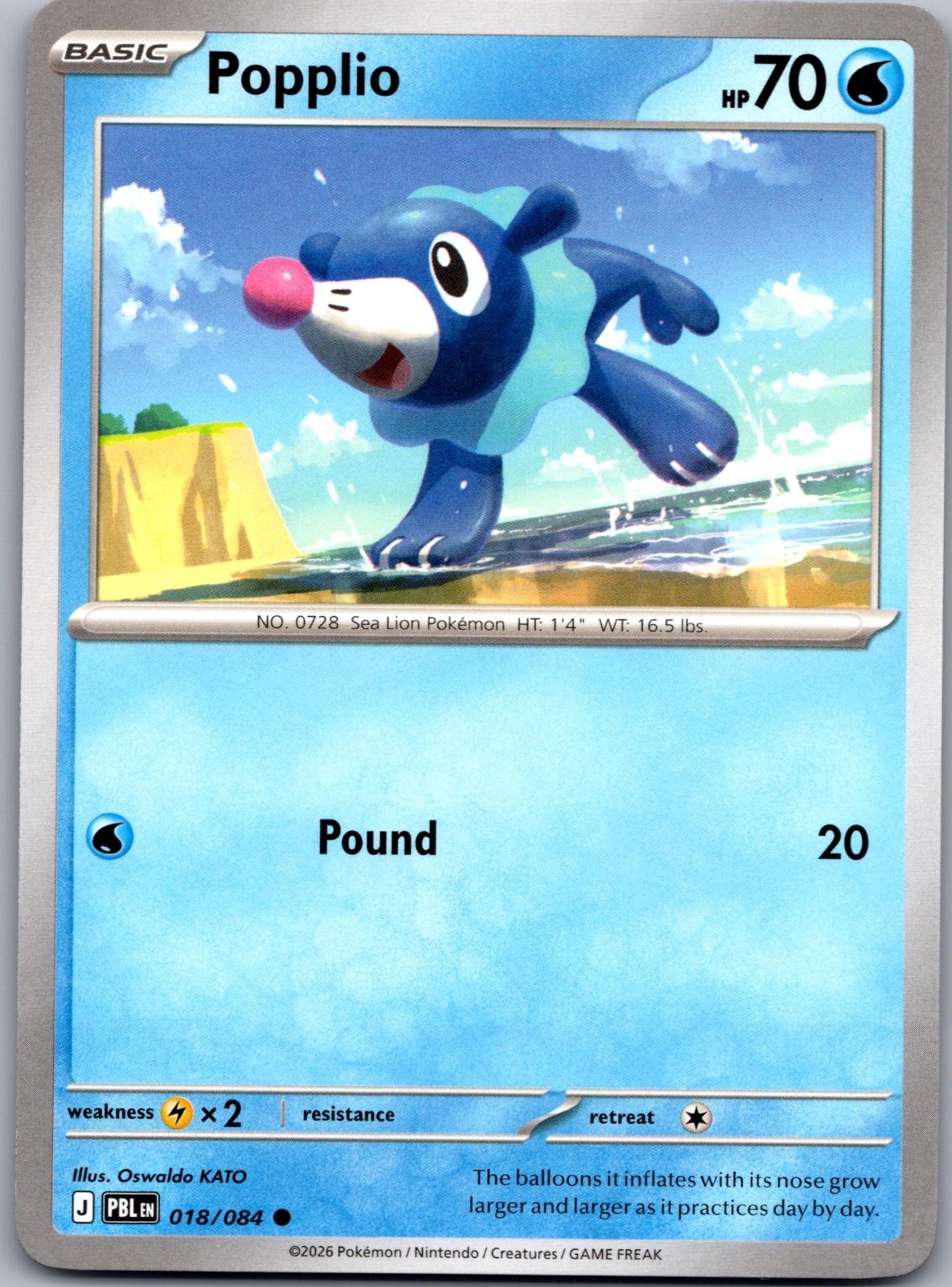 Popplio - 018/084 - - PITCH BLACK - Pokemon - Common | AA81-29
