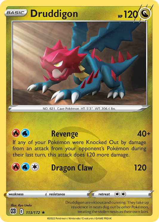 Druddigon - 113/172 - Reverse Holo - BRILLIANT STARS - Pokemon - Rare | AA22-56