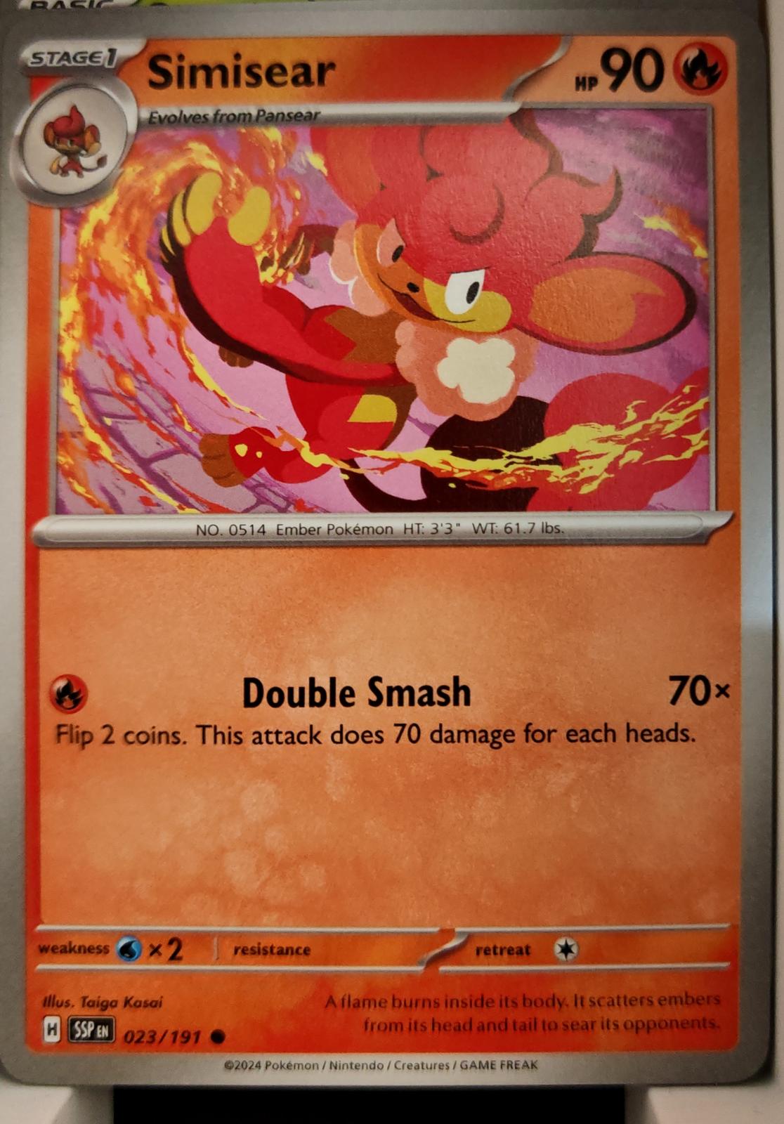 Simisear - 023/191 - - SURGING SPARKS - Pokemon - Common | AA09-44