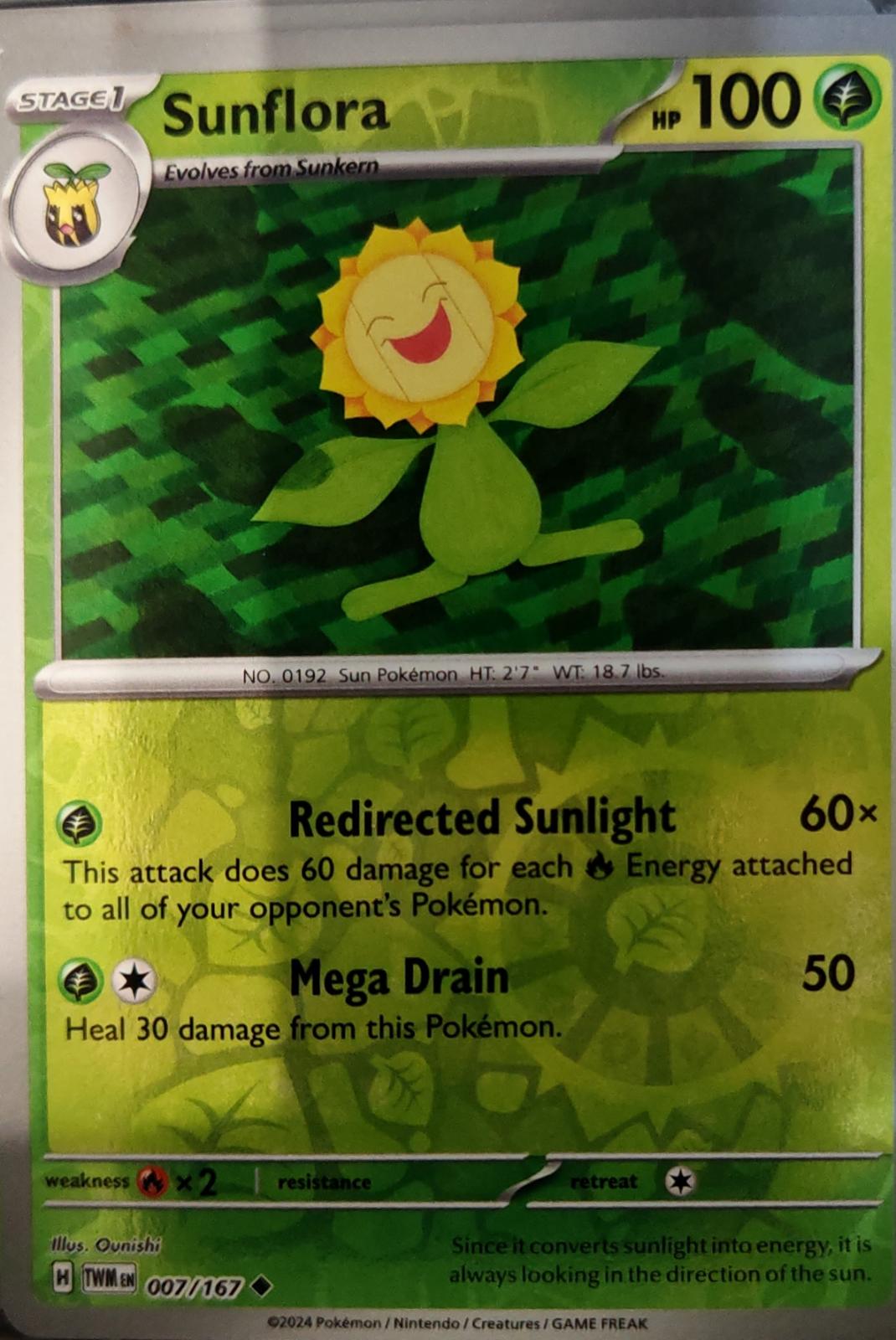 Sunflora - 007/167 - Reverse Holo - TWILIGHT MASQUERADE - Pokemon - | AA75-16