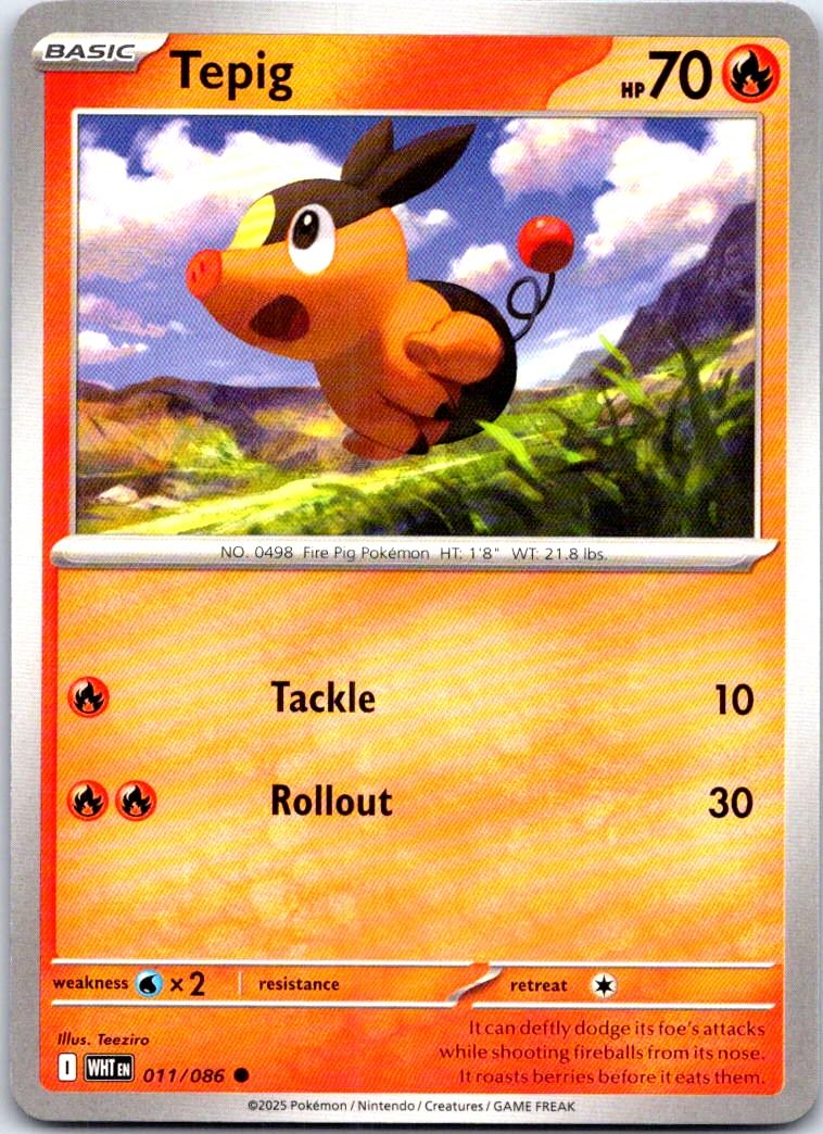 Tepig - 011/086 - - WHITE FLARE - Pokemon - Common | AB70-22