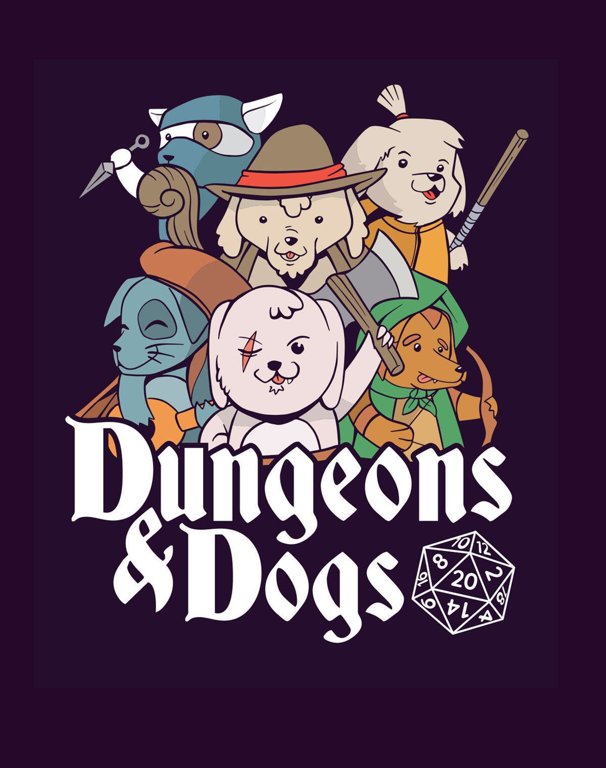 Printed Dice Bag - Dungeons and Animals Board Game Tabletop Gaming Gifts Accessories, RPG D&D Dice