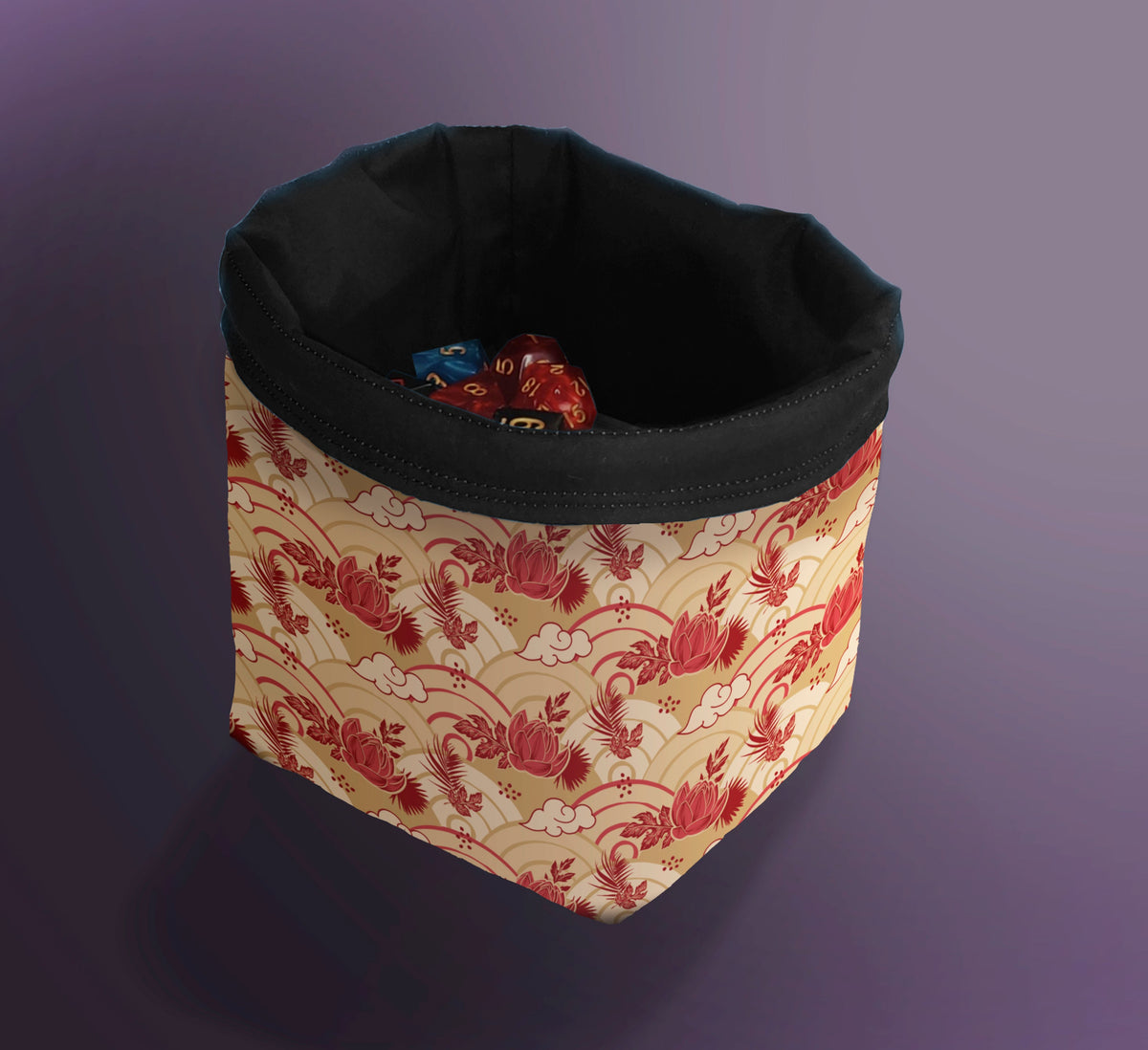 Printed Dice Bag - Japanese Flowers Board Game Tabletop Gaming Gifts Accessories, RPG D&D Dice