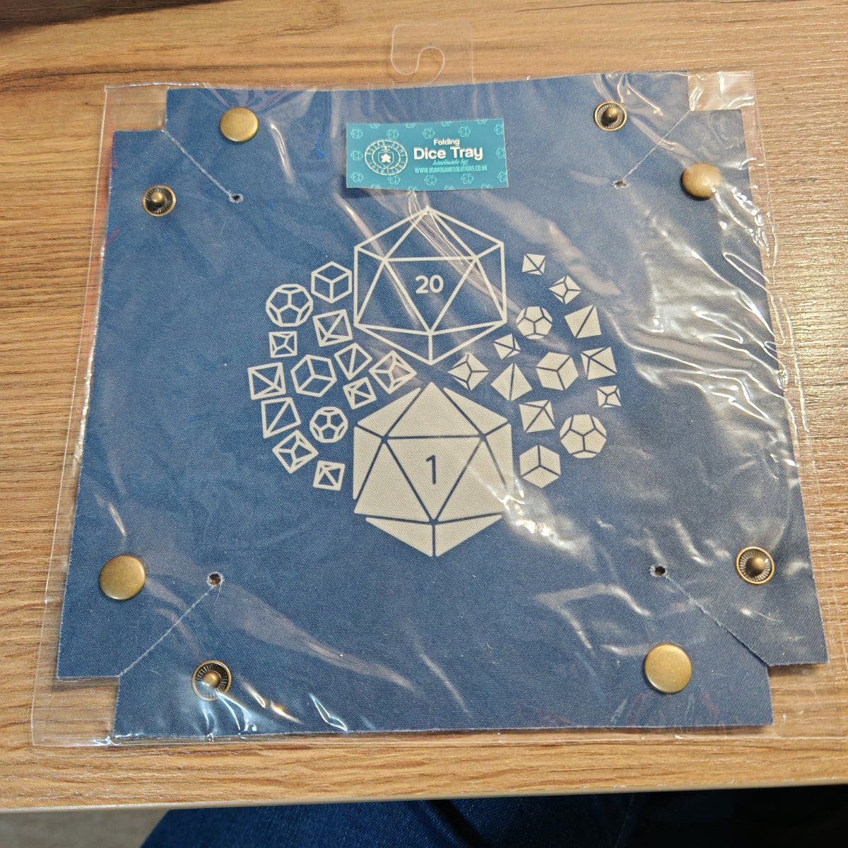 Ready to ship folding dice tray: Blue Polyhedral Dice