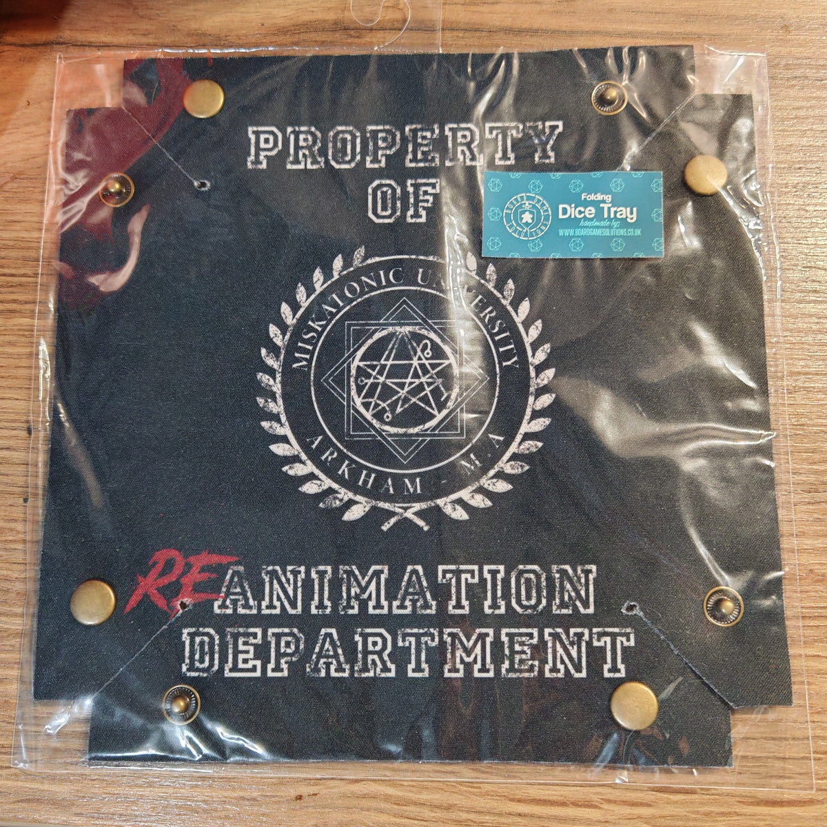 Ready to ship folding dice tray featuring Reanimation Department