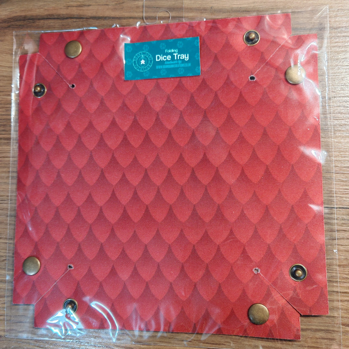 Ready to ship folding dice tray featuring Red Dragon Scales
