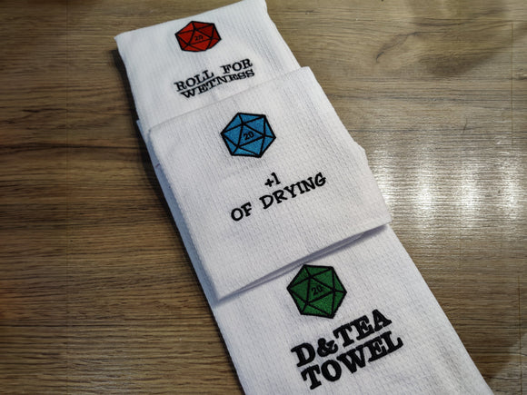 Tea Towel - D&D Inspired Kitchen Towel Quotes Board Game Accessories, Tabletop Gaming Gifts, RPG Dnd Dice