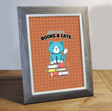 Art Print - Books and Cats Game Room Print Board Game Accessories, Tabletop Gaming Gifts, RPG Dnd Dice