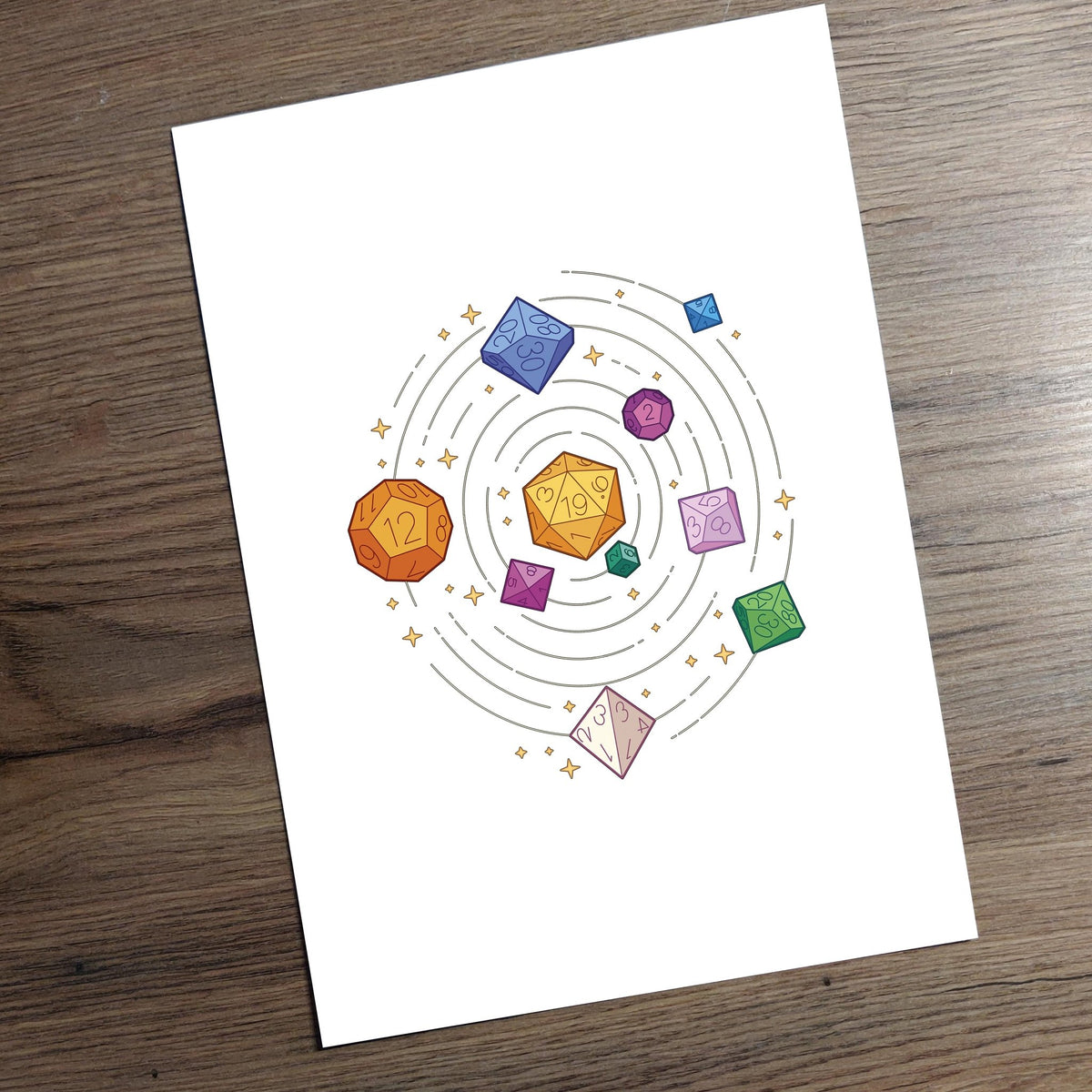 Art Print - Dice Solar System Game Room Print Board Game Tabletop Gaming Gifts Accessories, RPG D&D Dice