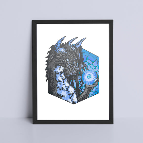 Art Print - Dragon with Dice Game Room Print Board Game Accessories, Tabletop Gaming Gifts, RPG Dnd Dice