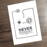 Art Print - Nintendo Never Forget Game Room Print Board Game Accessories, Tabletop Gaming Gifts, RPG Dnd Dice