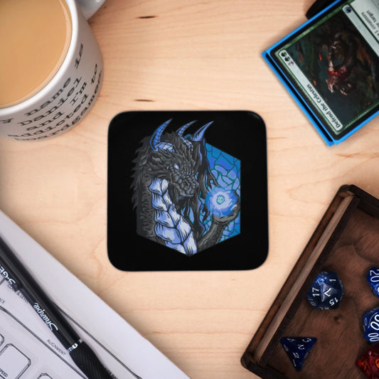 Coaster - Dragon with Dice Mug Coaster Board Game Tabletop Gaming Gifts Accessories, RPG D&D Dice