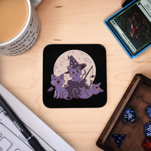 Coaster - Halloween Cats Mug Coaster Board Game Accessories, Tabletop Gaming Gifts, RPG Dnd Dice