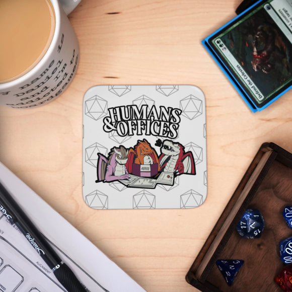 Coaster - Humans and Offices Mug Coaster Board Game Accessories, Tabletop Gaming Gifts, RPG Dnd Dice