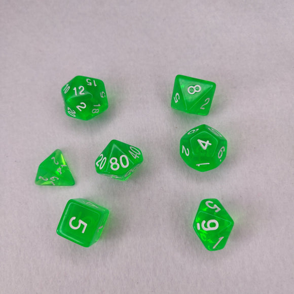 Dice Set - Clear Green Board Game Accessories, Tabletop Gaming Gifts, RPG Dnd Dice