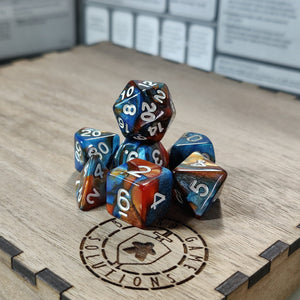 Dice Set - Copper Lake - Blue Copper Marble Board Game Accessories, Tabletop Gaming Gifts, RPG Dnd Dice