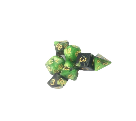 Dice Set - Green Black Two Tone Board Game Accessories, Tabletop Gaming Gifts, RPG Dnd Dice
