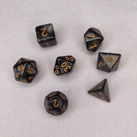 Dice Set - Grey Black Marble Board Game Accessories, Tabletop Gaming Gifts, RPG Dnd Dice