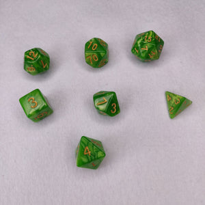Dice Set - Lime Green Marble Board Game Accessories, Tabletop Gaming Gifts, RPG Dnd Dice
