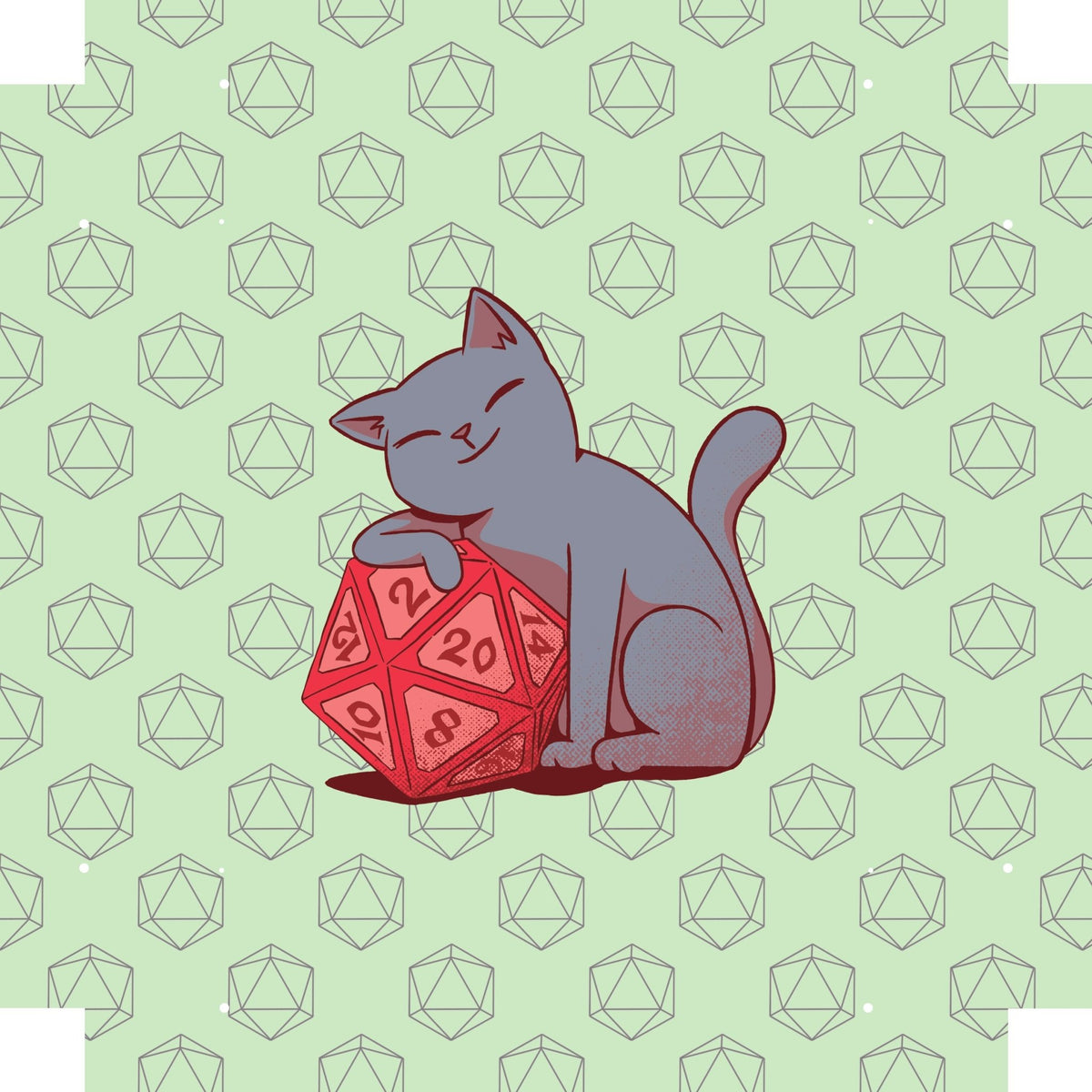Dice Tray - Cat with D20 Board Game Tabletop Gaming Gifts Accessories, RPG D&D Dice