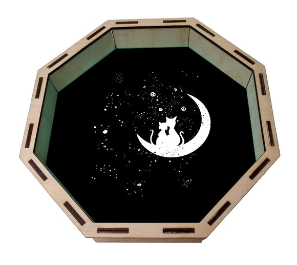 Dice Tray- Cats on the Moon Board Game Accessories, Tabletop Gaming Gifts, RPG Dnd Dice