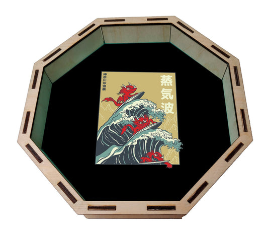 Dice Tray - Dragons Surfing Waves Board Game Tabletop Gaming Gifts Accessories, RPG D&D Dice